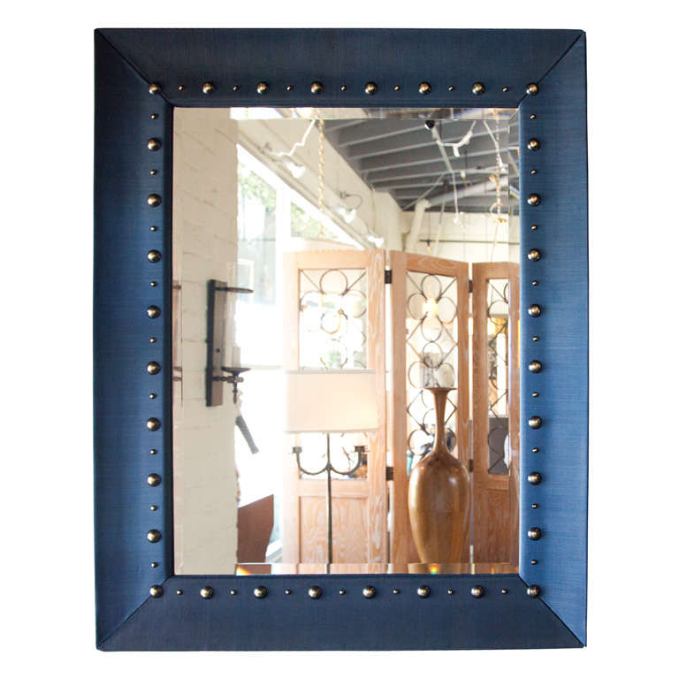 Paul Marra  Horsehair Mirror in Blue